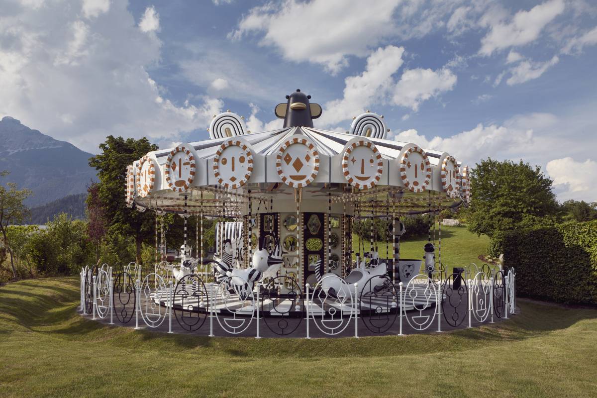 Sparkling carousel exhibition part of the Circus of Dreams at Swarovski Crystal Worlds
